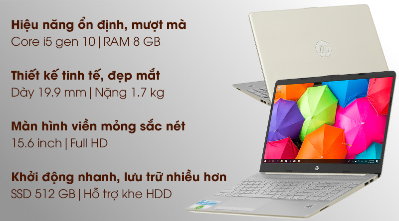 Laptop HP 15s du1103TU i5 10210U/8GB/512GB/Win10 (2W7J7PA)
