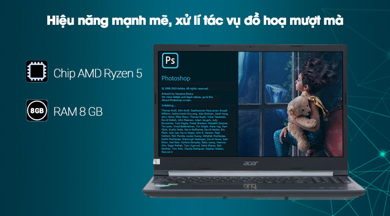 Laptop Acer Aspire 7 Gaming A715 42G R4ST R5 5500U/8GB/256GB/4GB GTX1650/Balo/Win10 (NH.QAYSV.004)