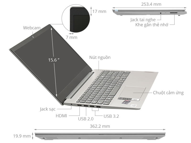 Laptop Lenovo IdeaPad Slim 3 15IIL05 i3 1005G1/4GB/512GB/Win10 (81WE0132VN)
