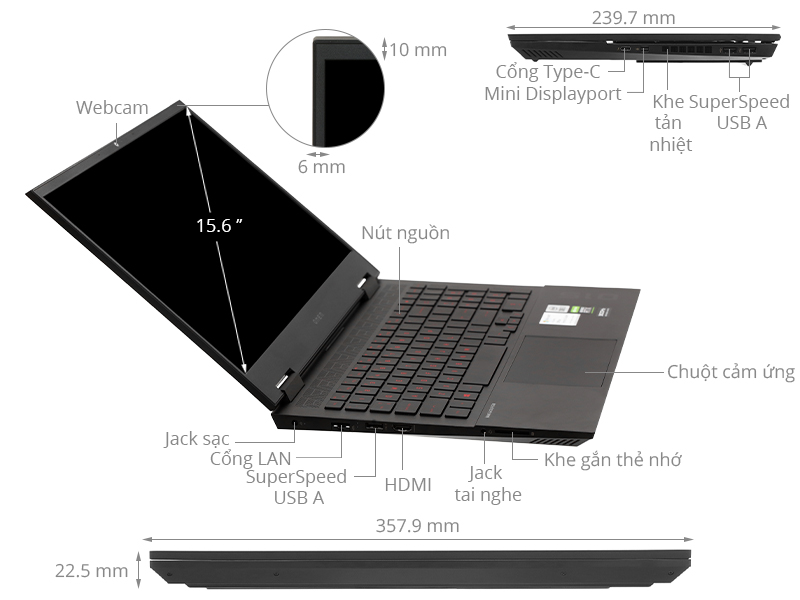Laptop HP Omen 15 ek0078TX i7 10750H/16GB/1TB SSD/8GB RTX2070 Max-Q/300Hz/Office H&S2019/Win10 (26Y68PA)