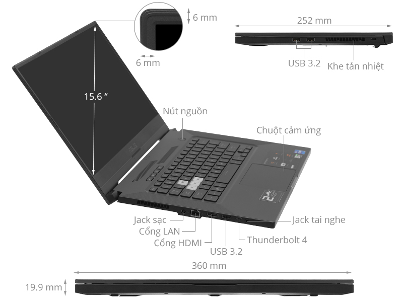 Laptop Asus TUF Gaming FX516PM i7 11370H/16GB/512GB/6GB RTX3060/144Hz/Win10 (HN023T)
