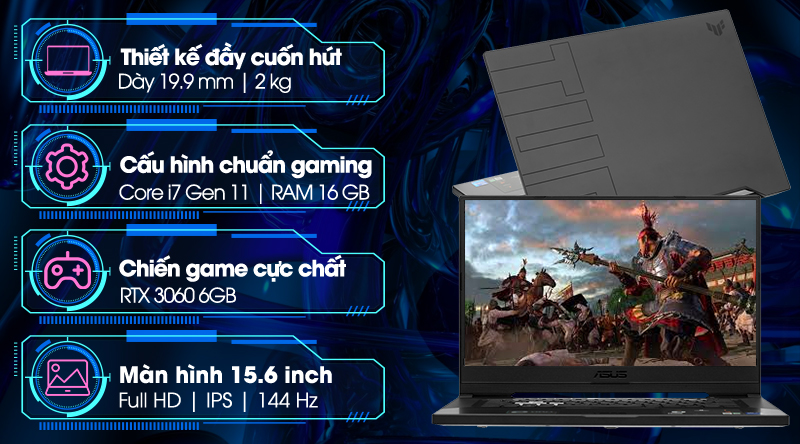 Laptop Asus TUF Gaming FX516PM i7 11370H/16GB/512GB/6GB RTX3060/144Hz/Win10 (HN023T)