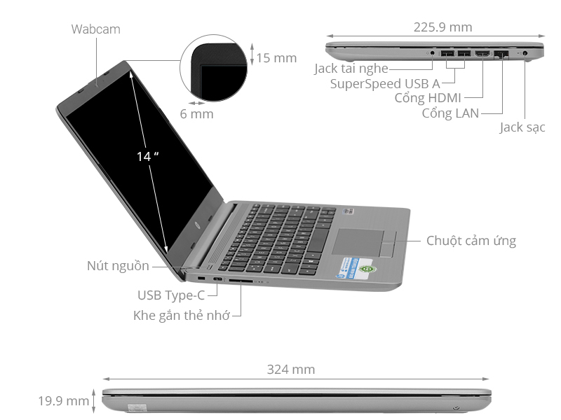 Laptop HP 240 G8 i3 1005G1/4GB/256GB/Win10 (342G5PA)
