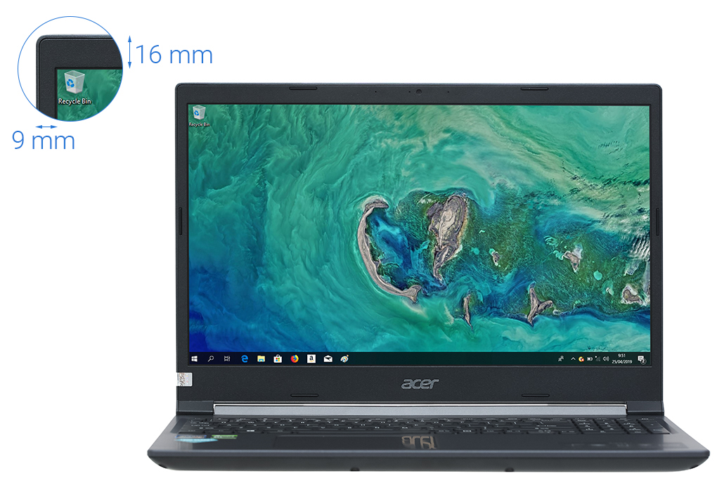 Laptop Acer Aspire 7 Gaming A715 75G 52S5 i5 9300H/8GB/512GB/4GB GTX1650Ti/Balo/Win10 (NH.Q85SV.002) chính hãng