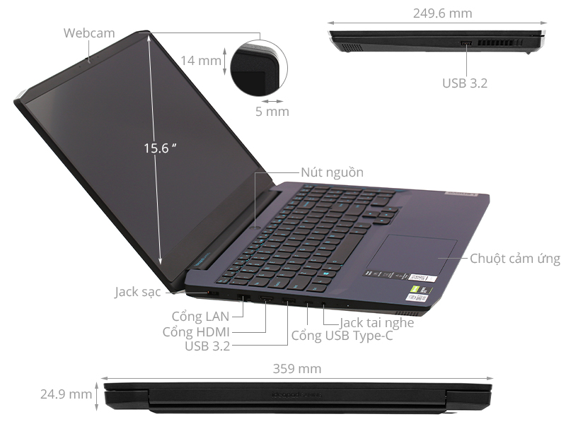 Laptop Lenovo Ideapad Gaming 3 15IMH05 i7 10750H/8GB/512GB/4GB GTX1650Ti/120Hz/Win10 (81Y4013UVN)