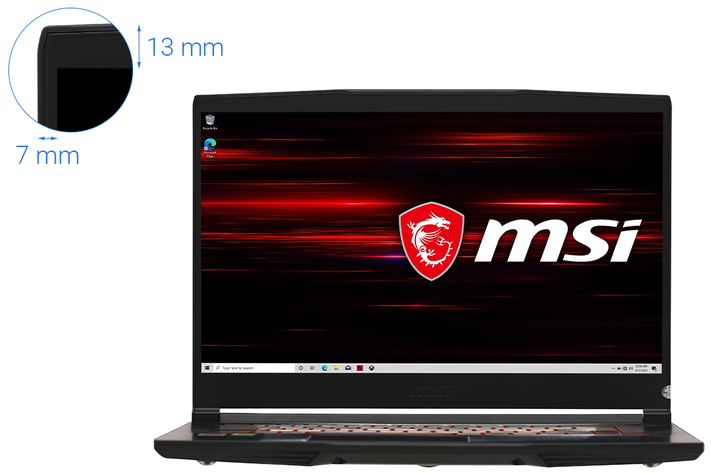 Laptop MSI Gaming GF65 Thin 10UE i5 10500H/16GB/512GB/6GB RTX3060 Max-Q/144Hz/Balo/Chuột/Win10 (297VN) chính hãng