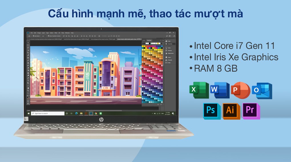 Laptop HP Pavilion 15 eg0504TU i7 1165G7/8GB/512GB/Win10 (46M00PA)