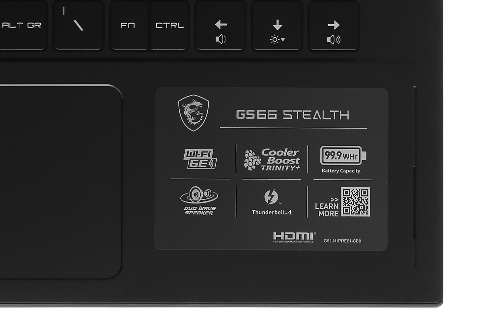 Laptop MSI Gaming GS66 Stealth 11UG i7 11800H/32GB/2TB SSD/8GB RTX3070 Max-Q/360Hz/Balo/Chuột/Win10 (219VN)
