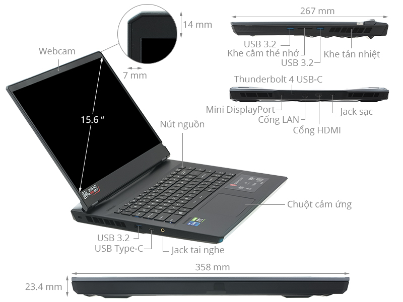 Laptop MSI Gaming GE66 Raider 11UG i7 11800H/16GB/2TB SSD/8GB RTX3070/360Hz/Balo/Chuột/Win10 (258VN)