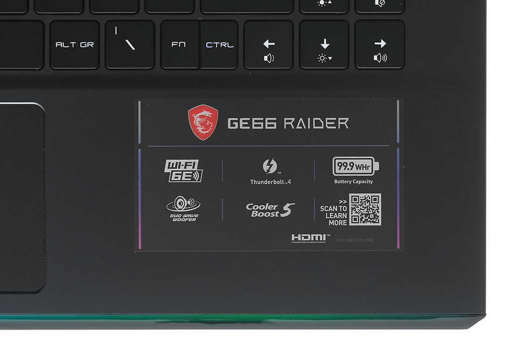 Laptop MSI Gaming GE66 Raider 11UG i7 11800H/16GB/2TB SSD/8GB RTX3070/360Hz/Balo/Chuột/Win10 (258VN)