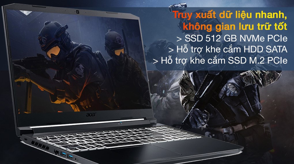 Laptop Acer Nitro 5 Gaming AN515 57 5669 i5 11400H/8GB/512GB/144Hz/4GB GTX1650/Win11 (NH.QEHSV.001)