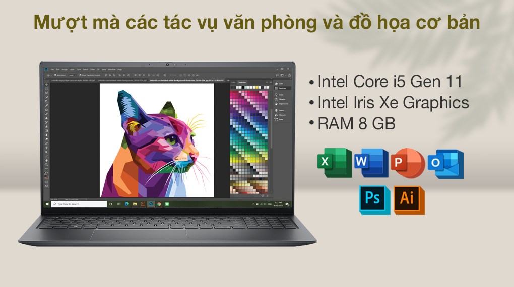 Laptop Dell Vostro 5510 i5 11320H/8GB/512GB/Office H&S/Win11 (70270646)