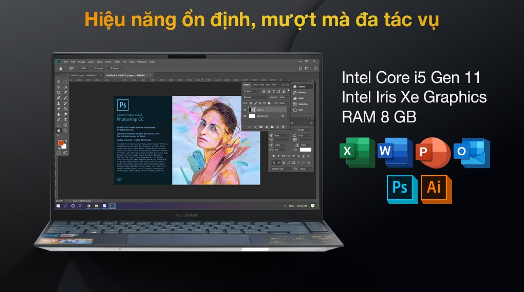 Laptop Asus ZenBook UX425E i5 1135G7/8GB/512GB/Cáp/Túi/Win11 (KI749W)