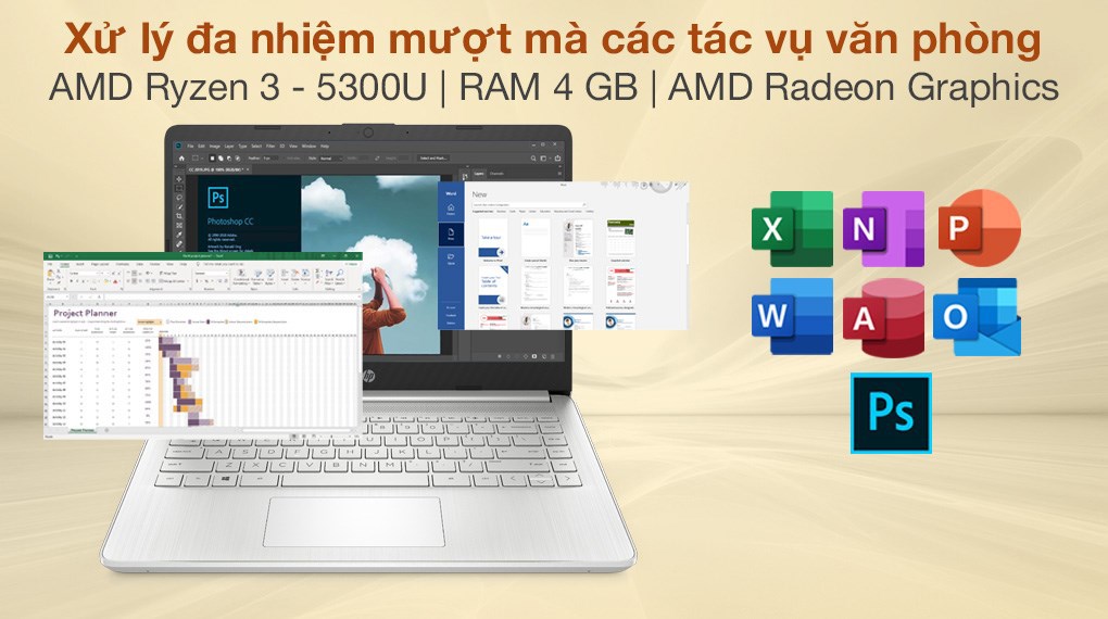 Laptop HP 14s fq1080AU R3 5300U/4GB/256GB/Win11 (4K0Z7PA)