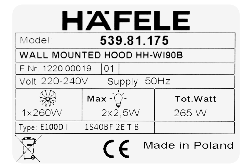 Máy hút mùi áp tường Hafele HH-WI90B (539.81.175)