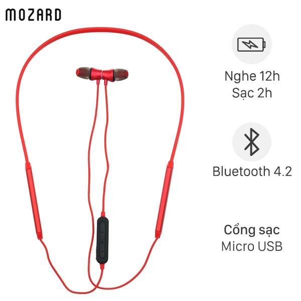 Tai nghe Bluetooth Mozard Q6 Đỏ