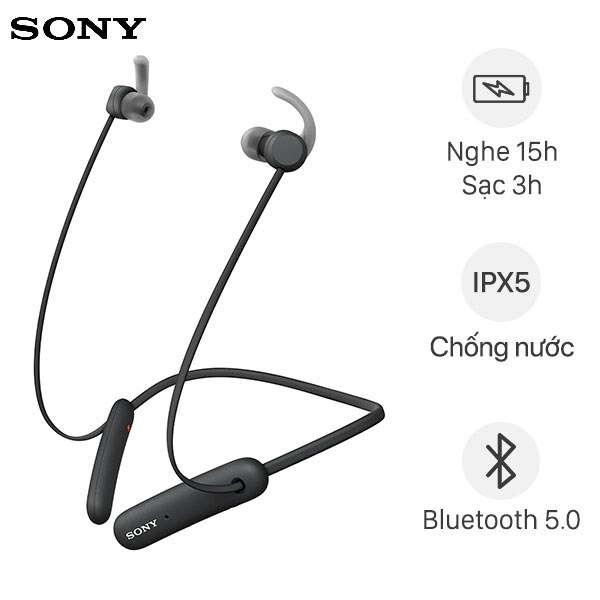Tai nghe Bluetooth Sony Extra Bass WI-SP510/BZ E Đen