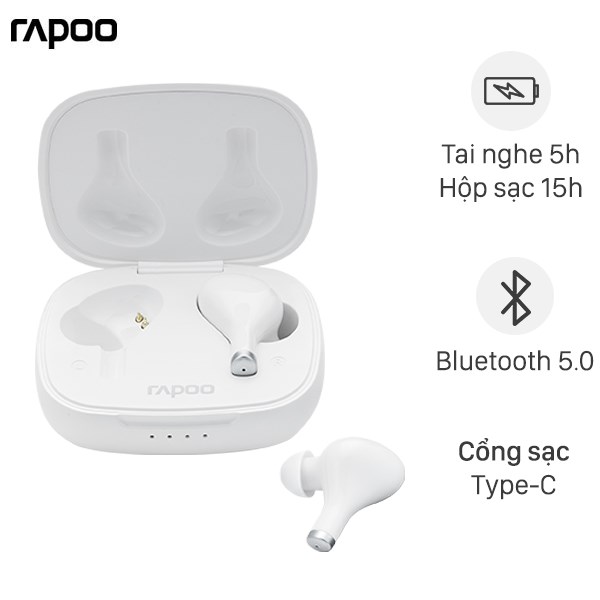 Tai nghe Bluetooth True Wireless Rapoo I300 Trắng