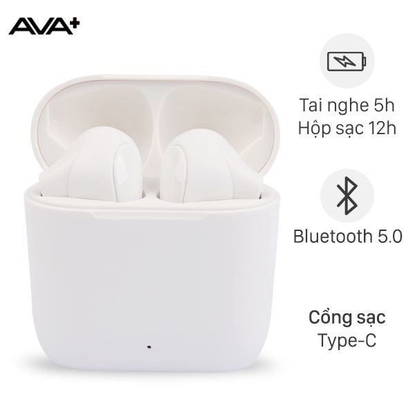 Tai nghe Bluetooth True Wireless AVA+ DS204A-WB Trắng