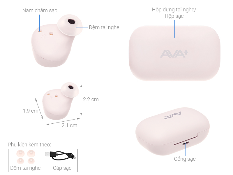 Tai nghe Bluetooth True Wireless AVA+ DS201A-WB