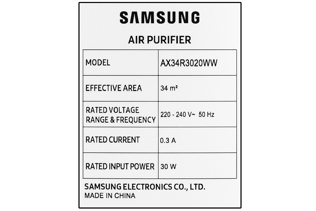 Máy lọc không khí Samsung AX34R3020WW/SV