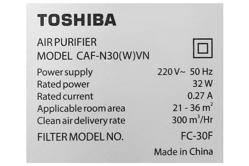 Máy lọc không khí Toshiba CAF-N30(W)VN