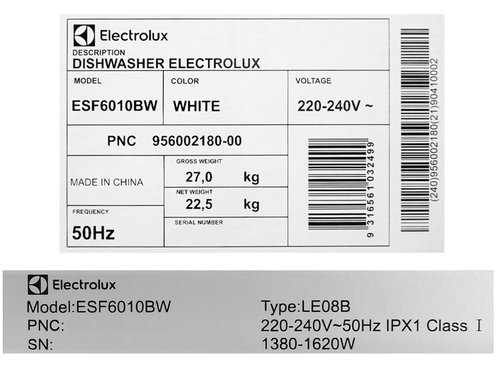 Máy rửa chén mini Electrolux ESF6010BW 1480W