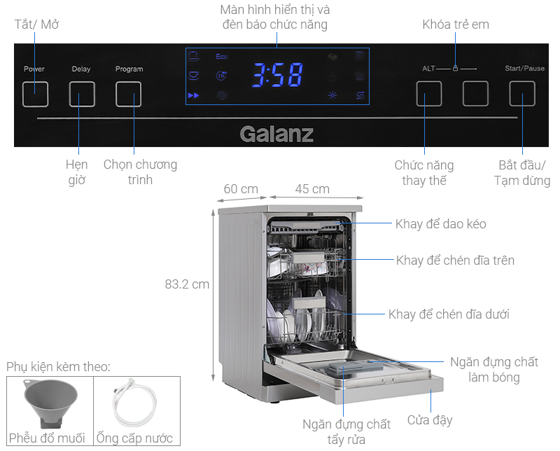 Máy rửa chén độc lập Galanz W45A3A401M-0E1