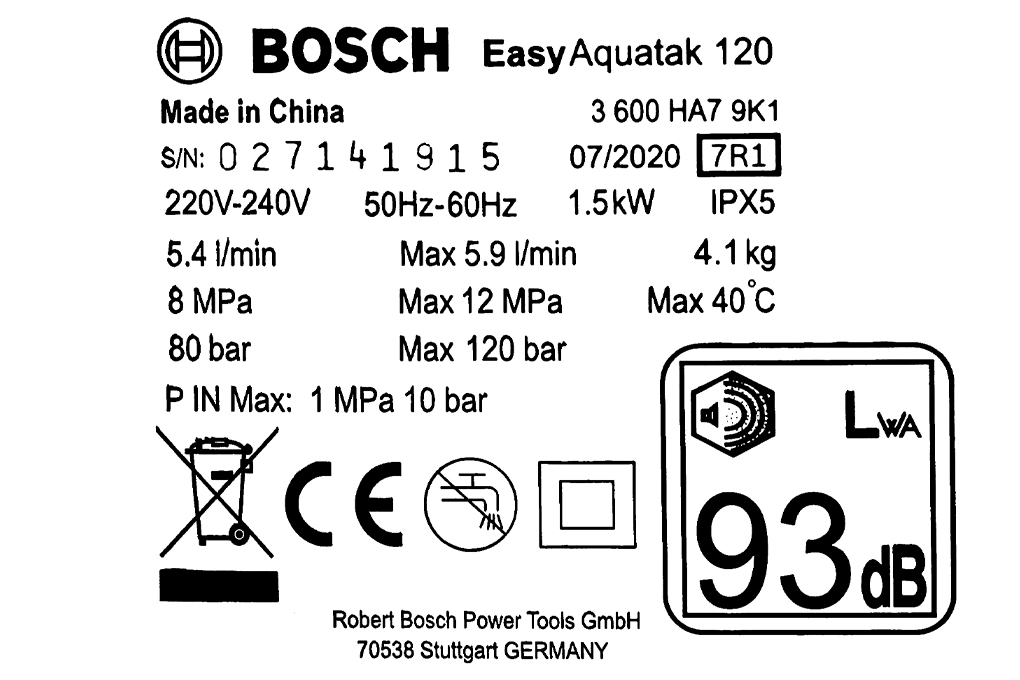 Máy phun xịt rửa áp lực cao Bosch Easy AQT 120 1500W