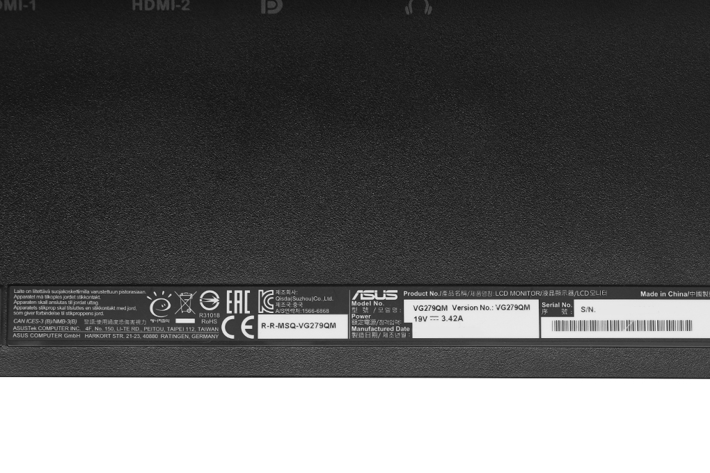 Màn hình máy tính ASUS LCD TUF Gaming 27 inch Full HD 1ms 280Hz (VG279QM)