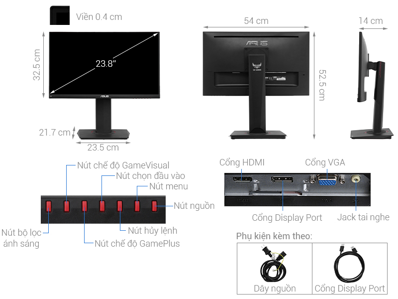 Màn hình máy tính ASUS LCD TUF Gaming 23.8 inch Full HD (VG249Q)