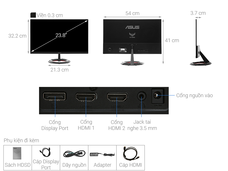 Màn hình máy tính LCD ASUS TUF Gaming VG249Q1R 23.8 inch Full HD 165Hz 1ms