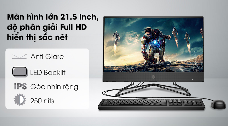 HP 200 Pro G4 AIO i3 10110U/4GB/256GB/21.5 inch Full HD/Bàn phím/Chuột/Win10 (2J860PA)