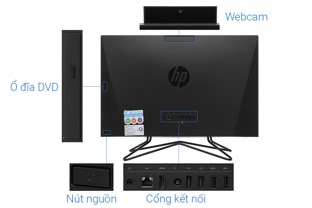 HP 205 Pro G4 AIO R5 4500U/8GB/256GB/23.8 inch Full HD/Bàn phím/Chuột/Win10 (31Y21PA)