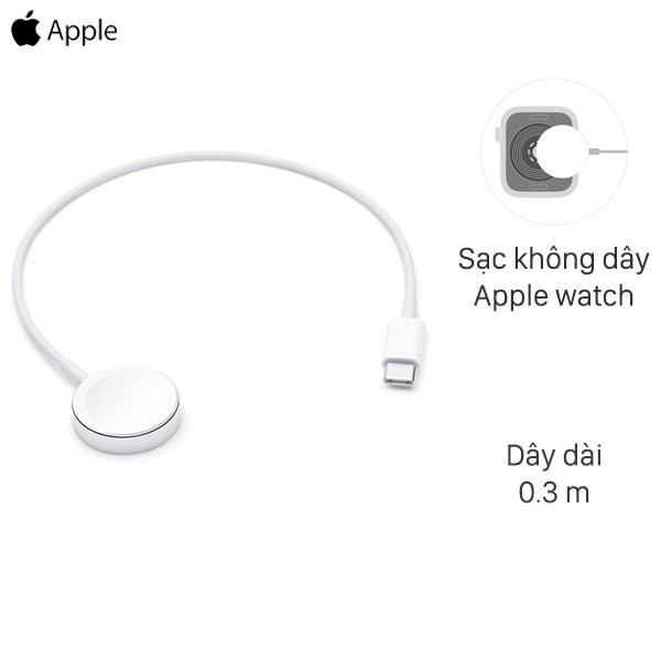 Cáp sạc không dây Apple Watch Magnetic Type C 0.3 m Apple MU9K2 Trắng