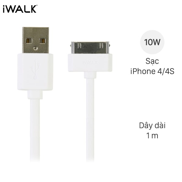 Dây cáp iPhone 4 - iPhone 4s 1 m iWalk