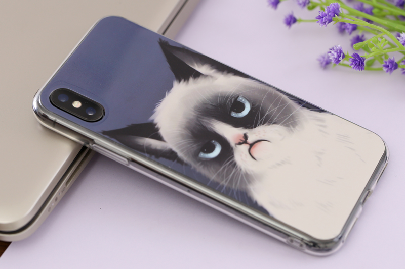 Ốp lưng iPhone X Nhựa cứng viền dẻo Cream COSANO SR171203 Mèo