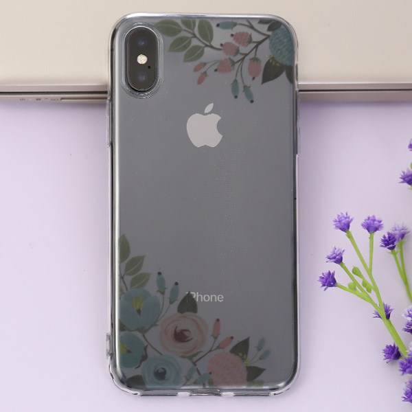 Ốp lưng iPhone X Nhựa dẻo in hình Transparent COSANO Cành hoa đối xứng