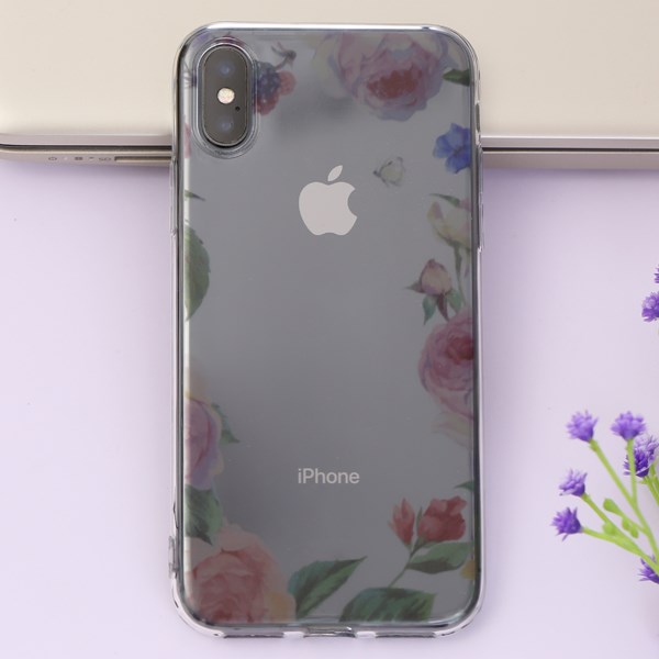 Ốp lưng iPhone X Nhựa dẻo in hình Transparent COSANO Hoa hồng