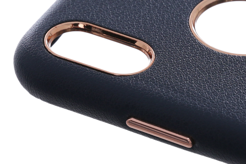 Ốp lưng iPhone X Nhựa cứng Lolly PU Leather Xanh Navy