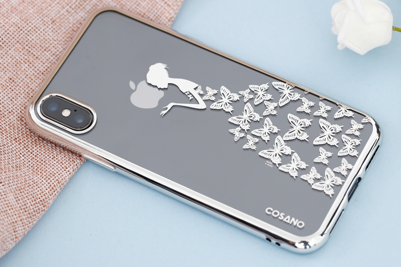 Ốp lưng iPhone X Nhựa dẻo Electroplating đầm dạ hội COSANO bạc
