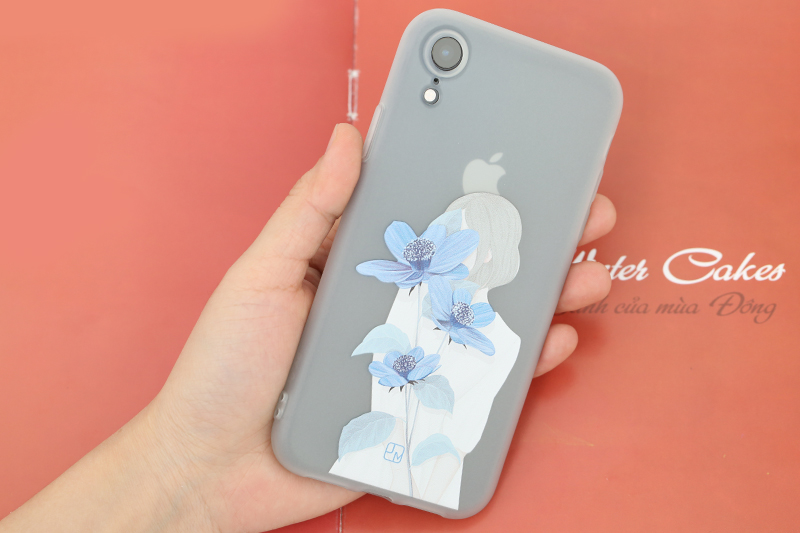 Ốp lưng iPhone XR Nhựa dẻo Solid in hình JM JM080104 Hoa xanh chính hãng