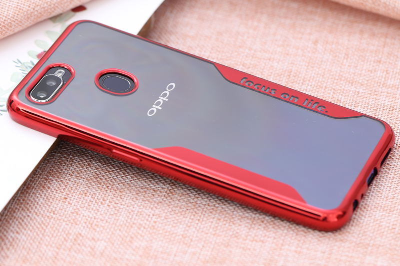 Ốp lưng Oppo F9 Nhựa dẻo Electroplating trong COSANO đỏ