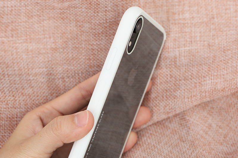 Ốp lưng iPhone XR Nhựa cứng viền dẻo Glass simple II JM trắng