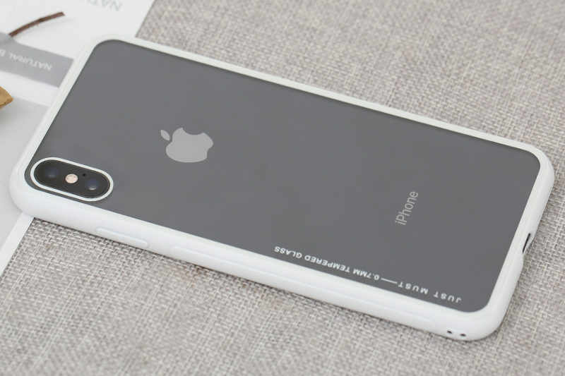 Ốp lưng iPhone XS Max Nhựa cứng viền dẻo Glass simple II JM trắng