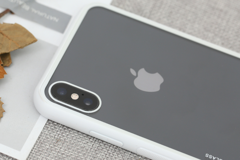 Ốp lưng iPhone XS Max Nhựa cứng viền dẻo Glass simple II JM trắng giá tốt