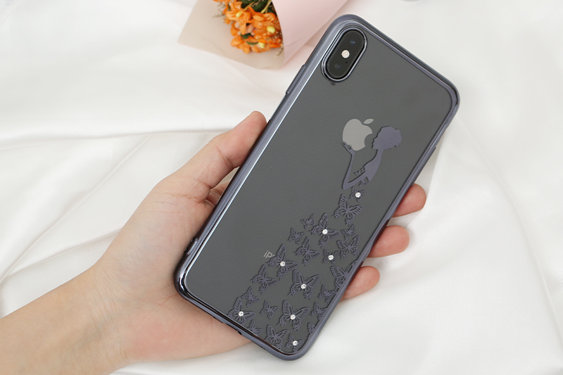 Ốp lưng iPhone XS Max Nhựa dẻo Electroplating đầm dạ hội COSANO đen