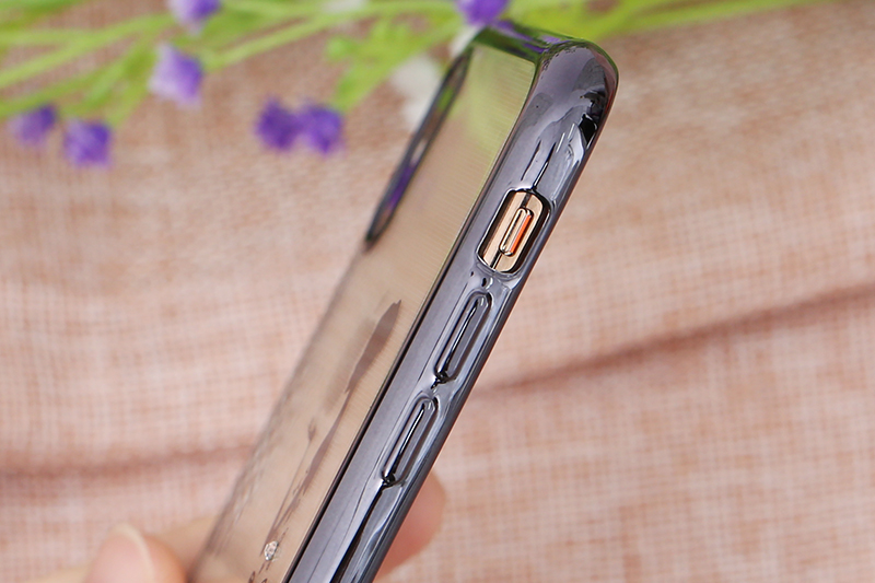 Ốp lưng iPhone X-XS Nhựa dẻo Electroplating đầm dạ hội COSANO đen