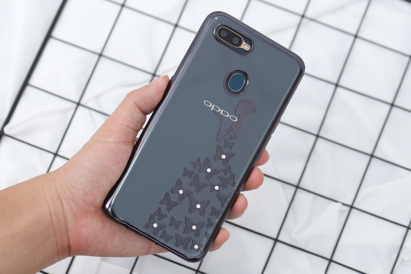 Ốp lưng Oppo A7 Nhựa dẻo Electroplating đầm dạ hội COSANO đen chính hãng