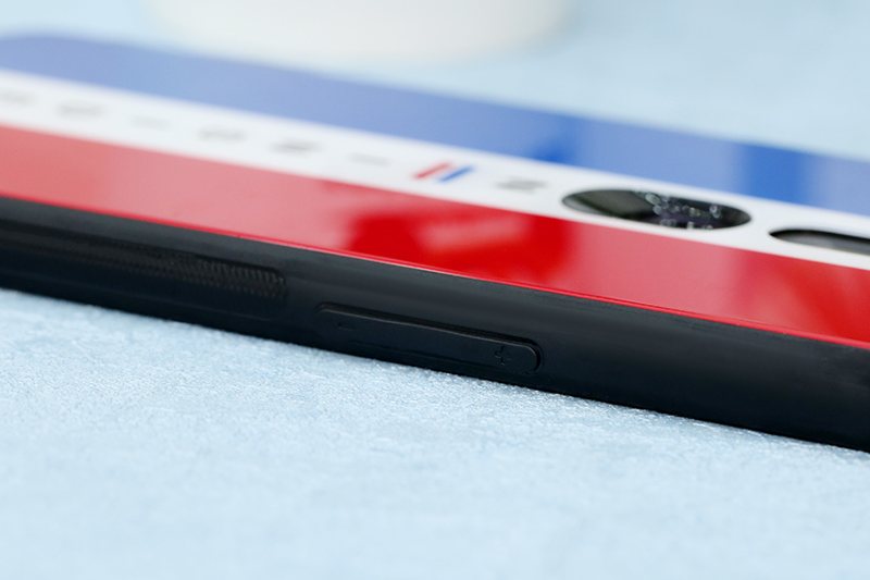 Ốp lưng Oppo F11 Pro Nhựa cứng viền dẻo Tempered glass OSMIA Xanh navy đỏ